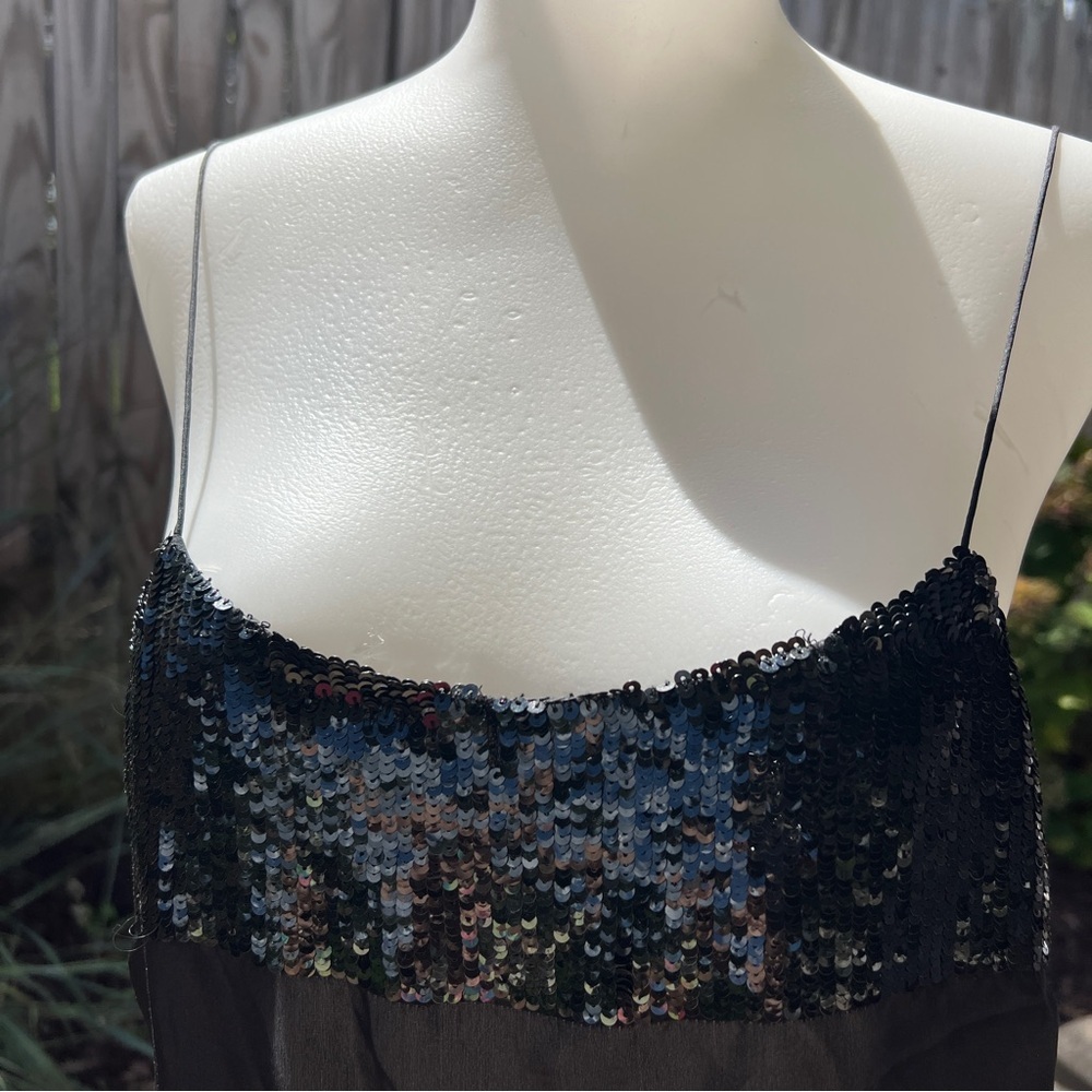 Dereck Lam black sequin lightweight silk slip dress nighty lingerie Italy size 6 - Picture 10 of 16